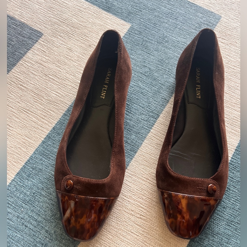 Sarah flint Italian leather Sacchetto ballet flats in espresso suede